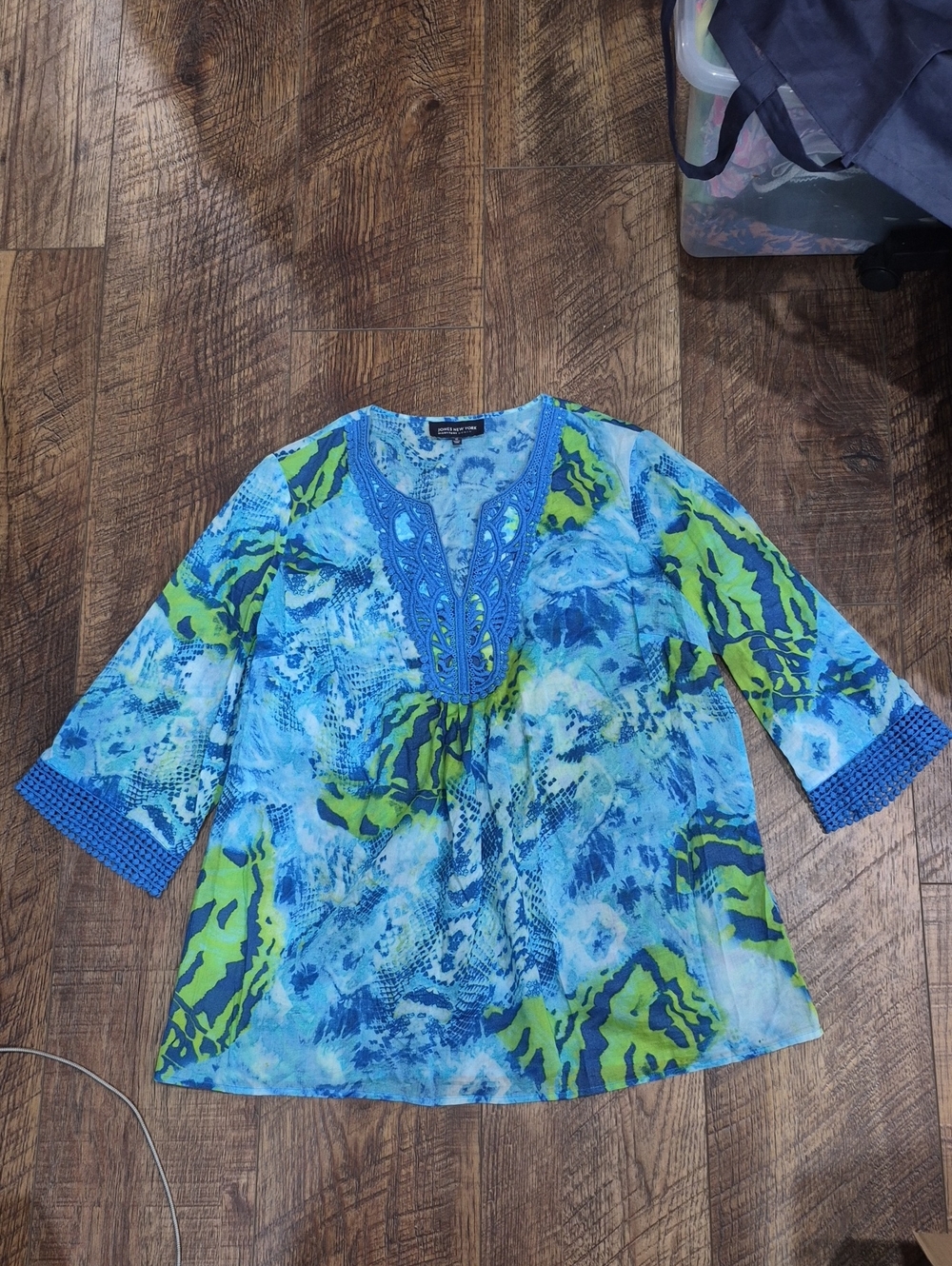 Women's Jones New York Signature Woman Blouse Size 1X Boho Coastal